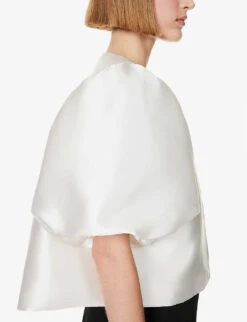 By Malina Cleo Round-neck Puff-shoulder Woven Blouse -Ress Clothing Shop R04149443 IVORY ALT04