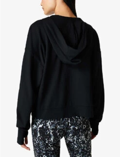 Sweaty Betty After Class V-neck Organic Cotton-blend Hoody 10 Sweaty Betty After Class V-neck Organic Cotton-blend Hoody -Ress Clothing Shop R04150387 BLACK ALT03