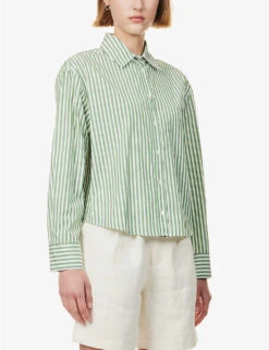 Weekend Max Mara Perak Striped Cotton Shirt 10 Weekend Max Mara Perak Striped Cotton Shirt -Ress Clothing Shop R04151181 GREEN ALT02