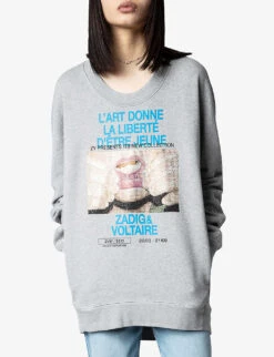 Zadig & Voltaire Freya Photoprint Cotton Sweatshirt 11 Zadig & Voltaire Freya Photoprint Cotton Sweatshirt -Ress Clothing Shop R04151986 GRISCHINE ALT04
