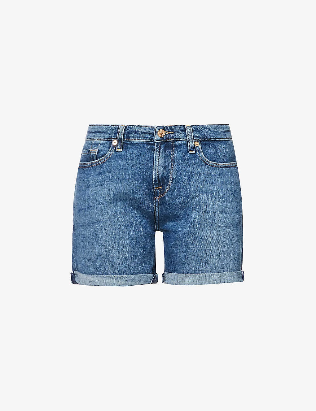 7 For All Mankind Boy Rolled-cuff Mid-rise Stretch-denim Shorts 3 7 For All Mankind Boy Rolled-cuff Mid-rise Stretch-denim Shorts