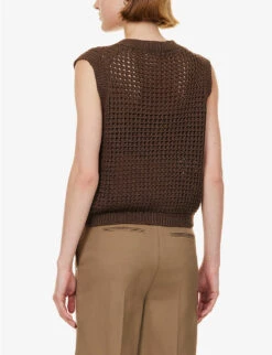 THEORY Textured Sleeveless Cotton Knitted Vest 10 THEORY Textured Sleeveless Cotton Knitted Vest -Ress Clothing Shop R04152411 PECAN ALT03