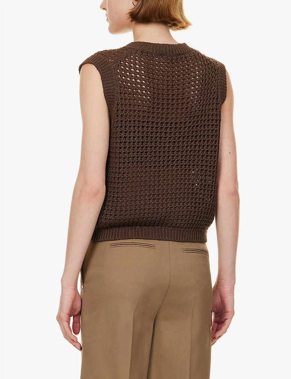 THEORY Textured Sleeveless Cotton Knitted Vest 6 THEORY Textured Sleeveless Cotton Knitted Vest - Image 4