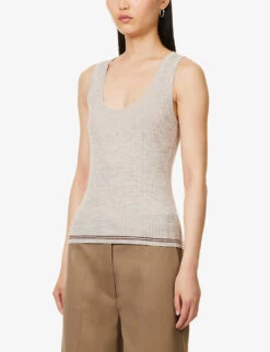 THEORY Regal Scoop-neck Wool-blend Top 9 THEORY Regal Scoop-neck Wool-blend Top -Ress Clothing Shop R04152427 MELANGEBROWNPECAN ALT02