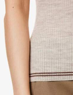 THEORY Regal Scoop-neck Wool-blend Top 11 THEORY Regal Scoop-neck Wool-blend Top -Ress Clothing Shop R04152427 MELANGEBROWNPECAN ALT04