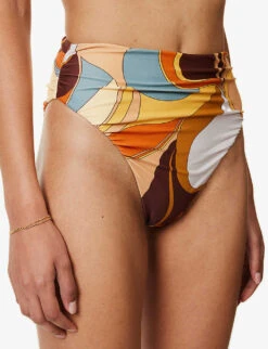 Abstract-print Mid-rise Bikini Bottoms -Ress Clothing Shop R04152815 VISTAPRINT ALT04