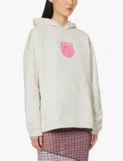 Ganni Logo Graphic-print Organic Cotton-jersey Hoody -Ress Clothing Shop R04152888 EGRET ALT02