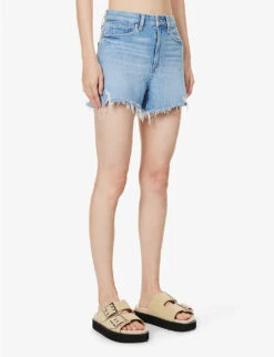 Paige Allure Raw-hem Mid-rise Regular-fit Stretch-denim Shorts -Ress Clothing Shop R04153155 LEELADESTRUCTED ALT02