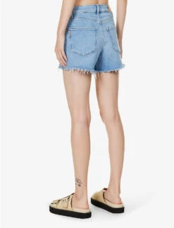 Paige Allure Raw-hem Mid-rise Regular-fit Stretch-denim Shorts -Ress Clothing Shop R04153155 LEELADESTRUCTED ALT03