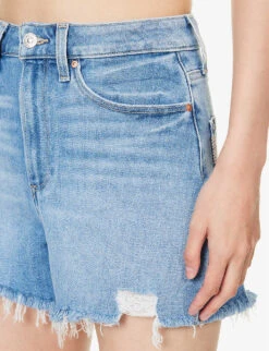 Paige Allure Raw-hem Mid-rise Regular-fit Stretch-denim Shorts -Ress Clothing Shop R04153155 LEELADESTRUCTED ALT05