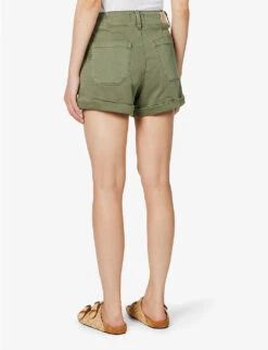 Paige Brooklyn Brand-patch Cotton And Rayon-blend Shorts -Ress Clothing Shop R04153172 VINTAGEIVYGREEN ALT02