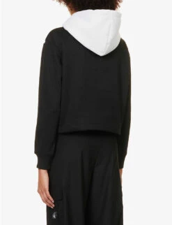Calvin Klein Colour-blocked Contrast-panel Woven Hoody -Ress Clothing Shop R04153241 CKBLACK ALT03