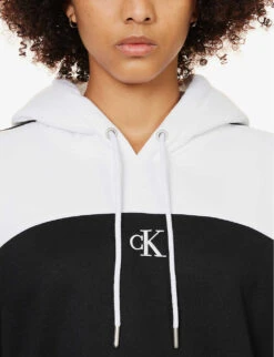 Calvin Klein Colour-blocked Contrast-panel Woven Hoody -Ress Clothing Shop R04153241 CKBLACK ALT04
