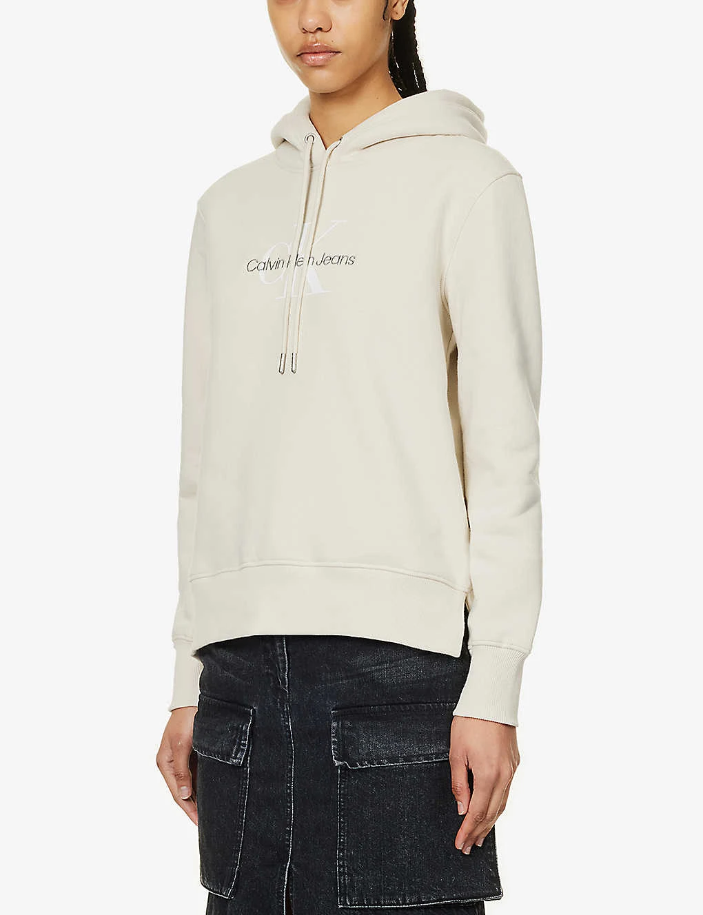 Calvin Klein Monologo-embroidered Dropped-shoulder Recycled Cotton-blend Hoody 5 Calvin Klein Monologo-embroidered Dropped-shoulder Recycled Cotton-blend Hoody - Image 3