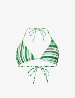 Striped Halterneck Triangle Bikini Top