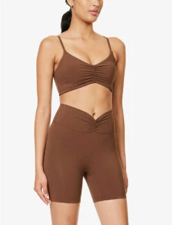 Ultimate Ruched-front Stretch-woven Bra 9 Ultimate Ruched-front Stretch-woven Bra -Ress Clothing Shop R04153645 CHOCOLATEBROWN ALT02