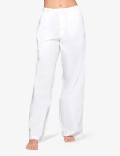 Skims Spa Relaxed-fit Cotton-poplin Pyjama Bottoms -Ress Clothing Shop R04153807 SNOW ALT02
