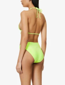 GOOD AMERICAN Sparkle Tie-front Bikini Top -Ress Clothing Shop R04154433 ELECTRICLIME002 ALT02