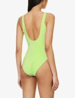 GOOD AMERICAN Sparkle Modern Scoop-neck Swimsuit -Ress Clothing Shop R04154434 ELECTRICLIME002 ALT02