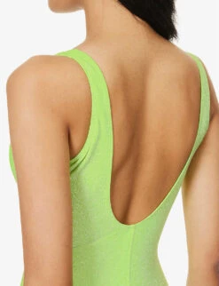 GOOD AMERICAN Sparkle Modern Scoop-neck Swimsuit -Ress Clothing Shop R04154434 ELECTRICLIME002 ALT03