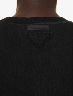 Prada Logo-embossed Round-neck Cotton Sweatshirt -Ress Clothing Shop R04154504 NERO ALT04