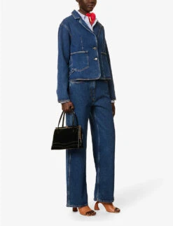 Yanne Single-breasted Organic-cotton Denim Blazer -Ress Clothing Shop R04155201 BLUEINDIGO ALT01