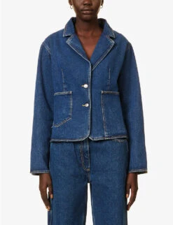 Yanne Single-breasted Organic-cotton Denim Blazer -Ress Clothing Shop R04155201 BLUEINDIGO ALT02