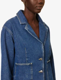 Yanne Single-breasted Organic-cotton Denim Blazer -Ress Clothing Shop R04155201 BLUEINDIGO ALT04