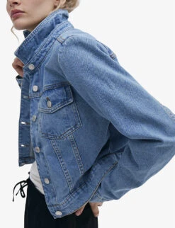 Ikks Patch-pocket Straight-fit Denim Jacket -Ress Clothing Shop R04156391 BLUEGREY ALT02