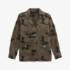 Ikks Camouflage-patterned Badge-embellished Regular-fit Denim Jacket 2 Ikks Camouflage-patterned Badge-embellished Regular-fit Denim Jacket -Ress Clothing Shop R04156394 EMERALD M