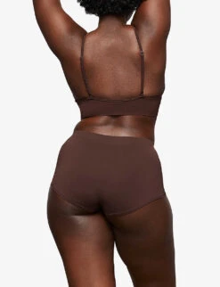 Smoothing V-neck Stretch-woven Bralette 9 Smoothing V-neck Stretch-woven Bralette -Ress Clothing Shop R04160621 COCOA ALT03