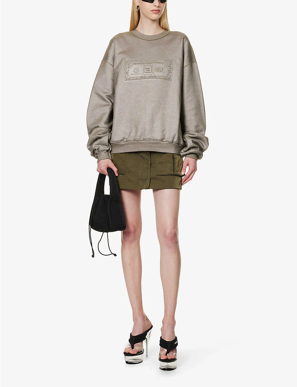 ALEXANDER WANG Dollar Bill Graphic-print Cotton-jersey Sweatshirt 4 ALEXANDER WANG Dollar Bill Graphic-print Cotton-jersey Sweatshirt - Image 2