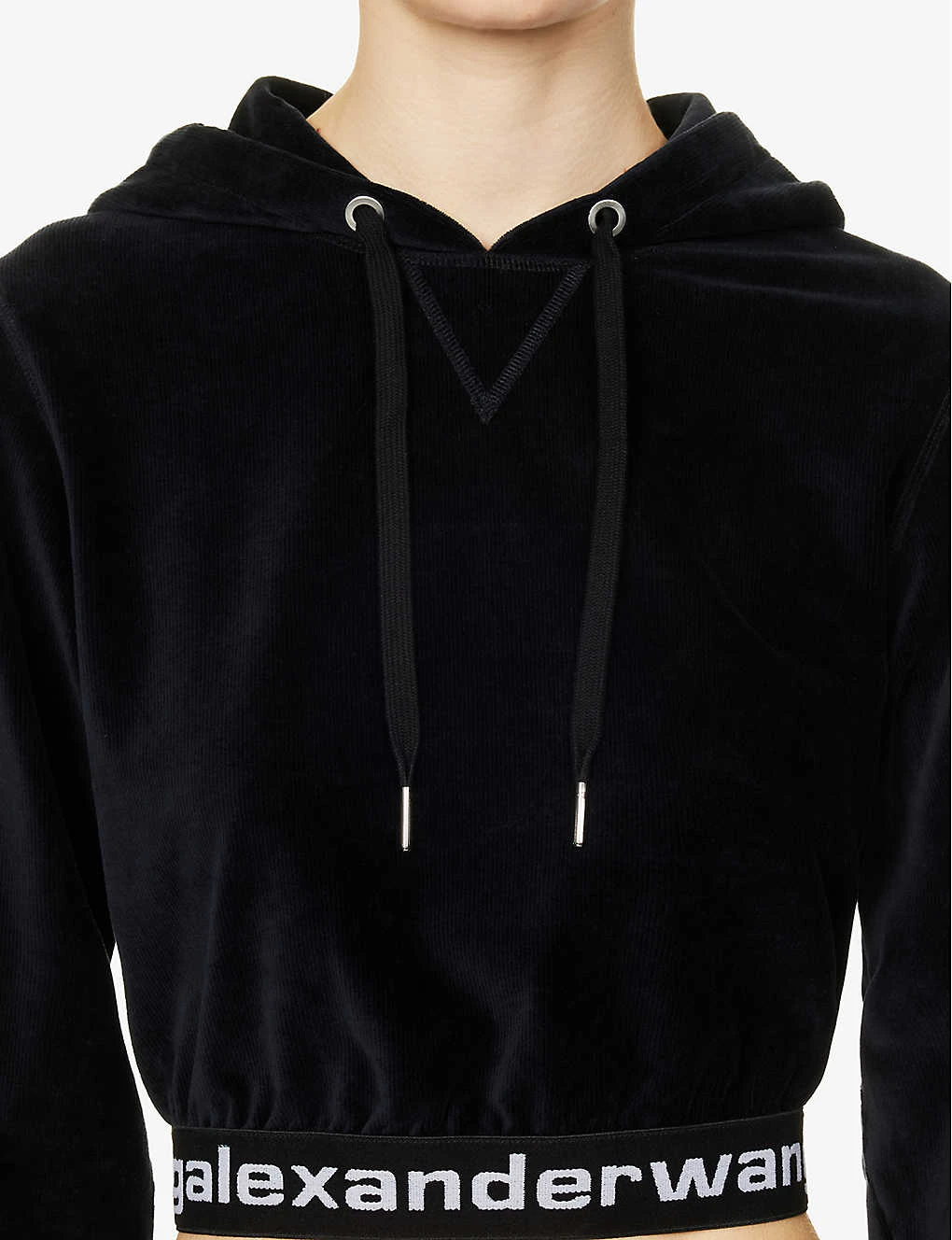 ALEXANDER WANG Branded-hem Cropped Cotton-blend Hoody 7 ALEXANDER WANG Branded-hem Cropped Cotton-blend Hoody - Image 5