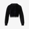 ALEXANDER WANG Branded-hem Cropped Cotton-blend Hoody -Ress Clothing Shop R04160696 BLACK M