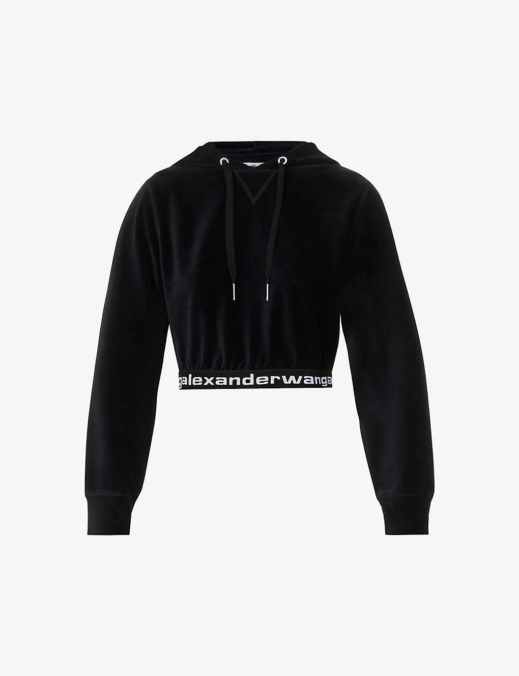 ALEXANDER WANG Branded-hem Cropped Cotton-blend Hoody 3 ALEXANDER WANG Branded-hem Cropped Cotton-blend Hoody