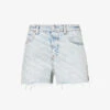 ALEXANDER WANG Logo-print Raw-hem Denim Shorts -Ress Clothing Shop R04160701 PEBBLEBLEACH M