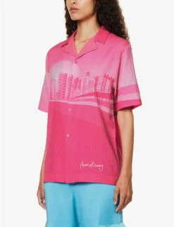 The Rose Tint Shirt Graphic-print Regular-fit Cotton And Linen-blend Shirt 9 The Rose Tint Shirt Graphic-print Regular-fit Cotton And Linen-blend Shirt -Ress Clothing Shop R04161068 AZALEA ALT02