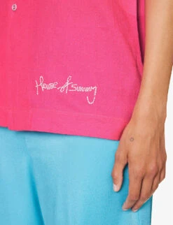 The Rose Tint Shirt Graphic-print Regular-fit Cotton And Linen-blend Shirt 12 The Rose Tint Shirt Graphic-print Regular-fit Cotton And Linen-blend Shirt -Ress Clothing Shop R04161068 AZALEA ALT05