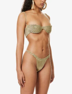 Weavelust Half-cup Bikini Top -Ress Clothing Shop R04161522 GOLD ALT02