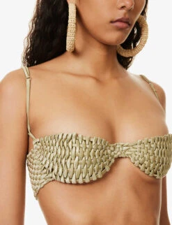 Weavelust Half-cup Bikini Top -Ress Clothing Shop R04161522 GOLD ALT04