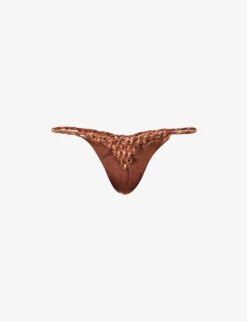 Twisted-trim Mid-rise Bikini Bottoms