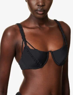 Cableknot Braided-trim Bikini Top 11 Cableknot Braided-trim Bikini Top -Ress Clothing Shop R04161530 BLACK ALT04