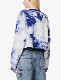 MOSCHINO Rhinestone-embellished Tie-dye Cotton Sweatshirt -Ress Clothing Shop R04162984 FANTASYPRINTBLUE ALT03