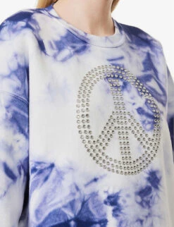 MOSCHINO Rhinestone-embellished Tie-dye Cotton Sweatshirt -Ress Clothing Shop R04162984 FANTASYPRINTBLUE ALT04