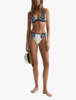 Reiss Lucille Printed Stretch-nylon Bikini Top -Ress Clothing Shop R04164810 WHITEPRINT ALT01