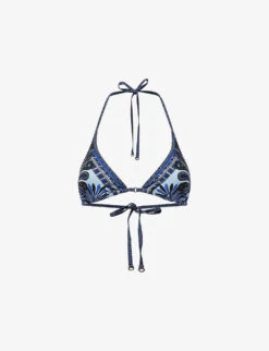 Reiss Tina Printed Stretch-nylon Bikini Top