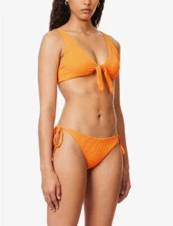 Portugal Tie-front Bikini Top -Ress Clothing Shop R04165688 TANGERINERIB ALT02