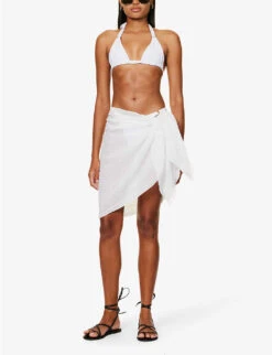 Mykonos Frayed-hem Linen Sarong 8 Mykonos Frayed-hem Linen Sarong -Ress Clothing Shop R04165726 WHITECRINKLE ALT01