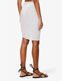 Mykonos Frayed-hem Linen Sarong 10 Mykonos Frayed-hem Linen Sarong -Ress Clothing Shop R04165726 WHITECRINKLE ALT03