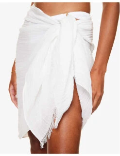 Mykonos Frayed-hem Linen Sarong 11 Mykonos Frayed-hem Linen Sarong -Ress Clothing Shop R04165726 WHITECRINKLE ALT04